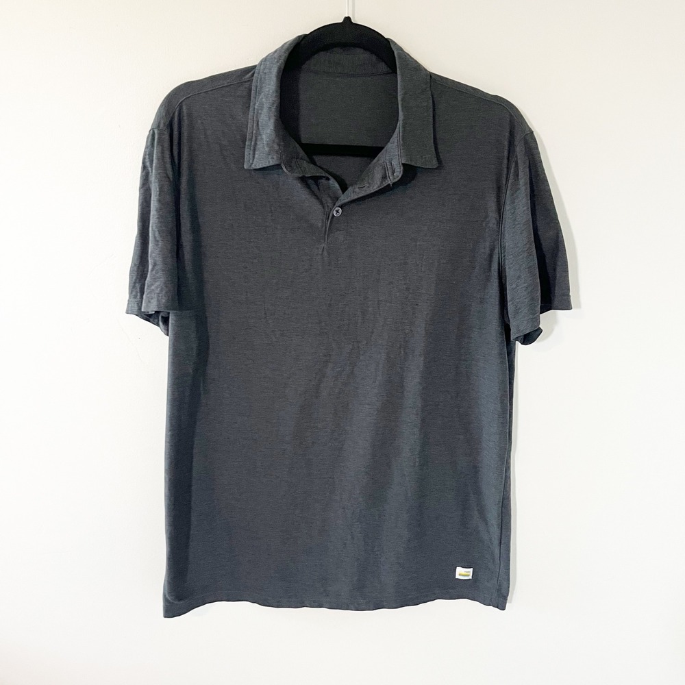 Vuori Strato Tech Polo Mens Medium Charcoal Heather Grey Short Sleeve V188